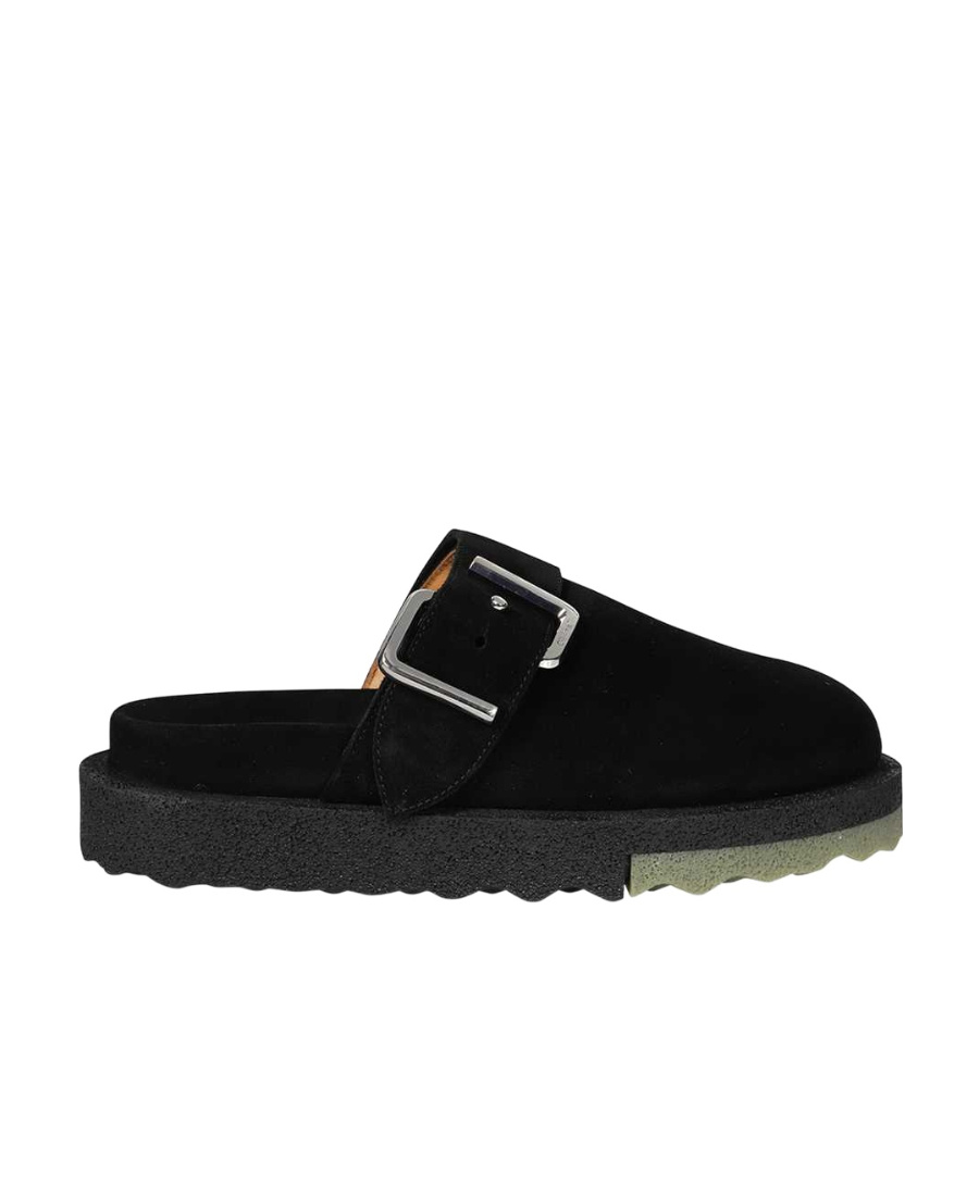 Off-white Sponge Buckle-embellished Slippers In Black