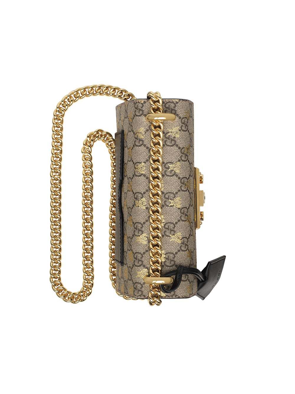 Gucci Gold Gg Bees Padlock Small Shoulder Bag In Brown