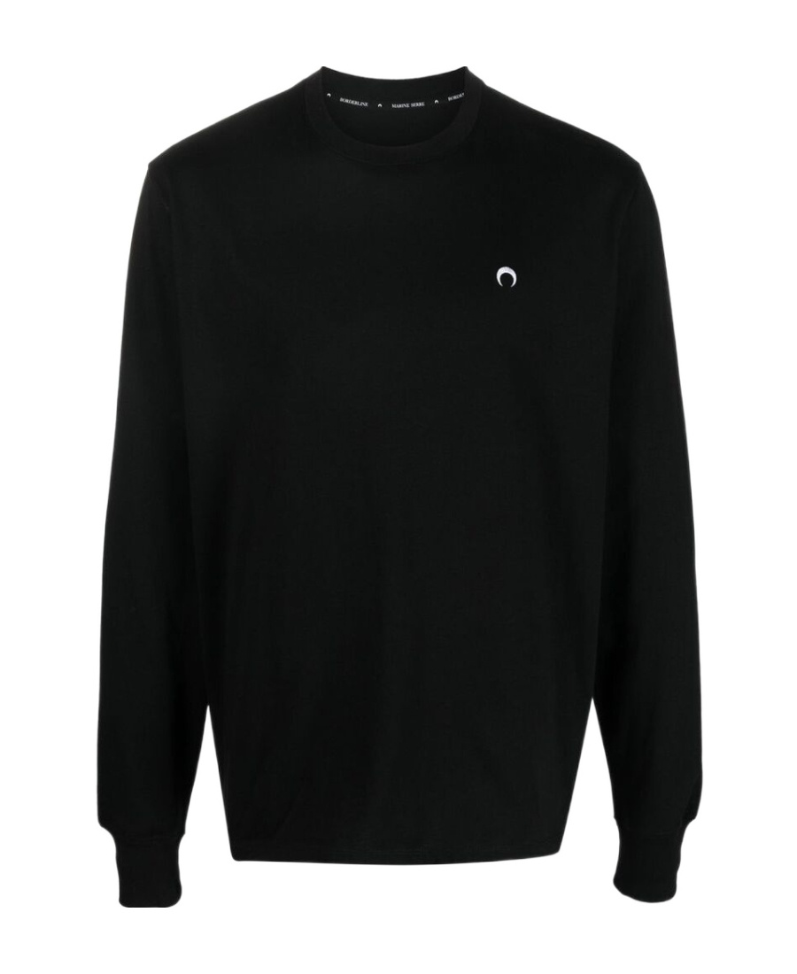 Marine Serre Organic Cotton Long-sleeve  T-shirt In Black