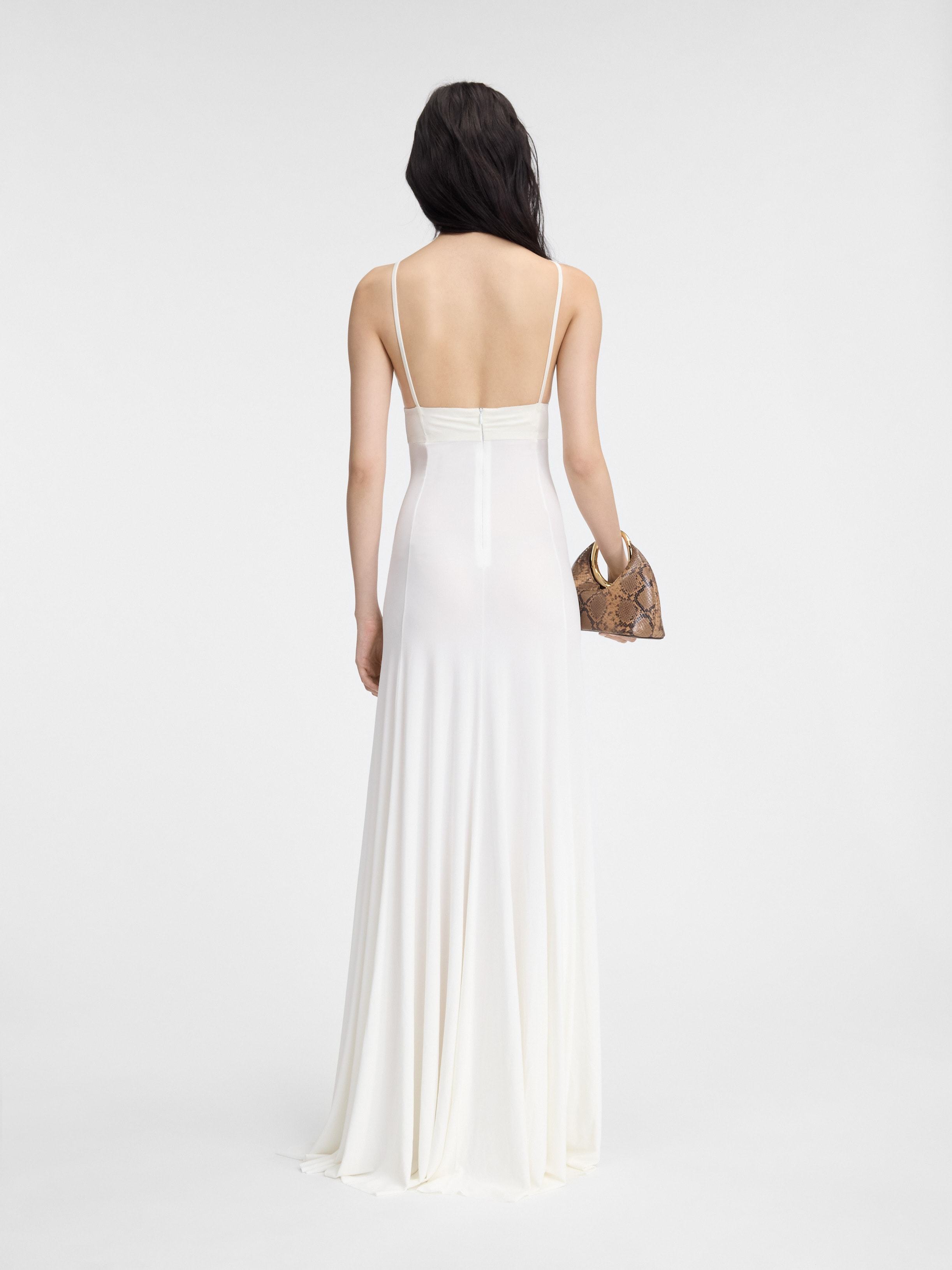 Jacquemus Thin Strapless Evening Dress In White