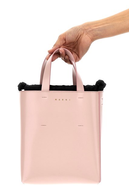 Marni Mini Museo Leather Tote Bag In Pink