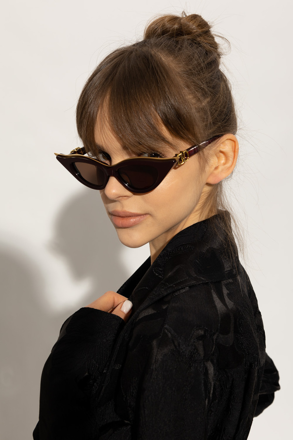 Valentino Logo Sunglasses In Brown