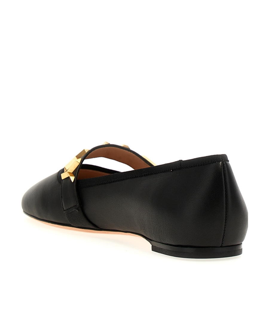 Bally Balby Leather Ballerina Shoes In Black