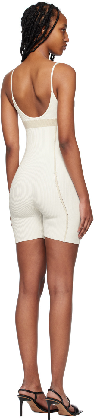 Jacquemus Rib-knit Panelled Playsuit In White