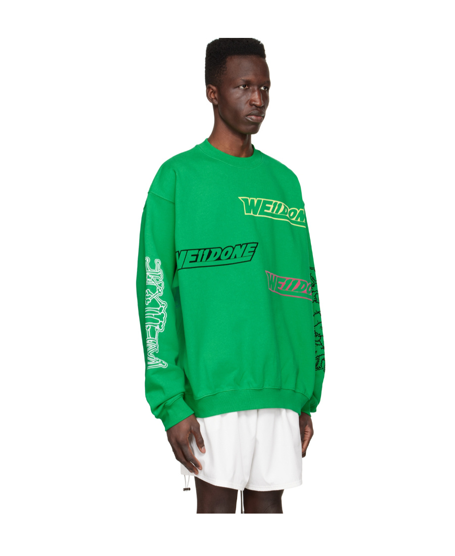 We11 Done Logo Details Hoodie In Green