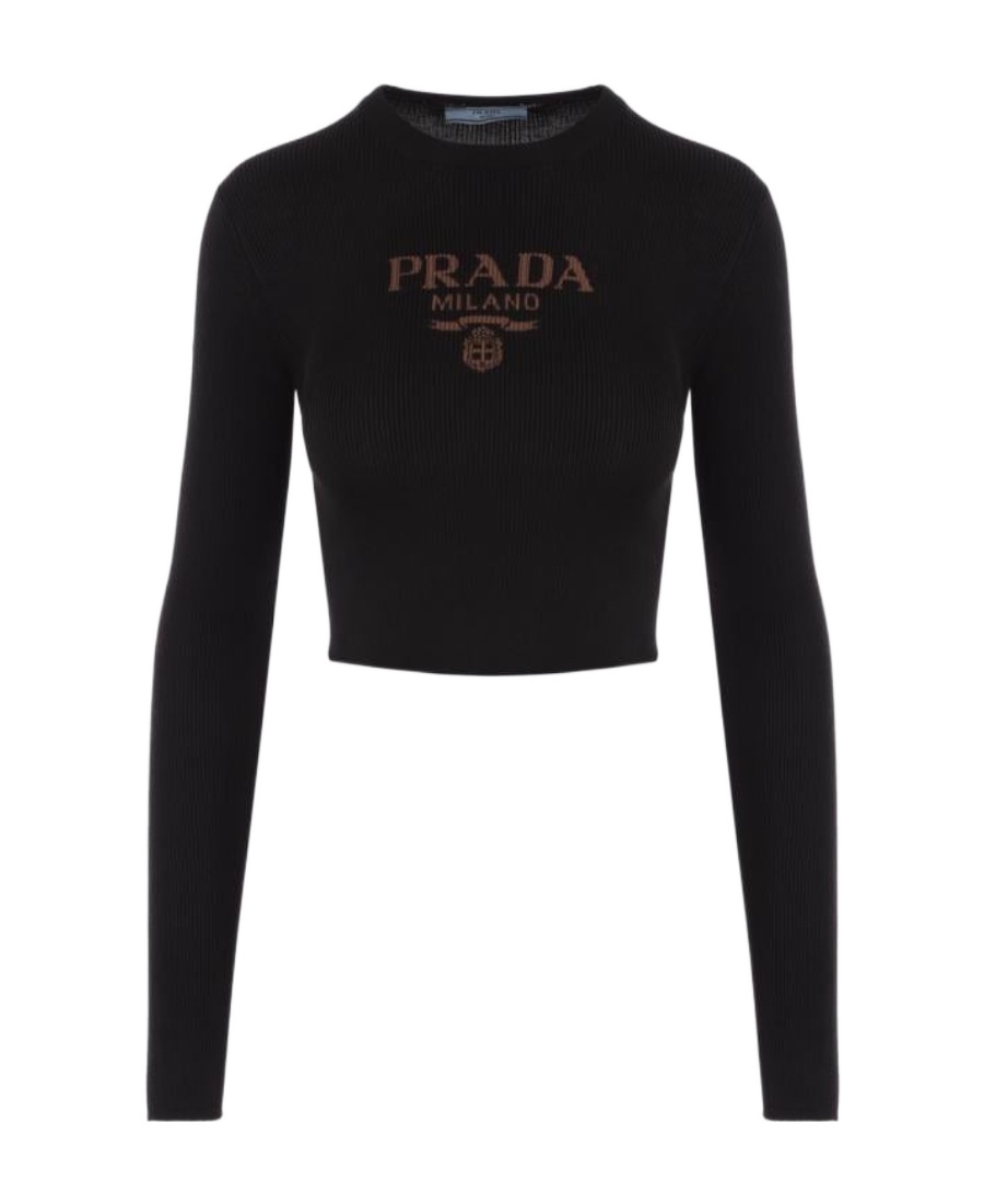 Prada Black Silk T-shirt In Black