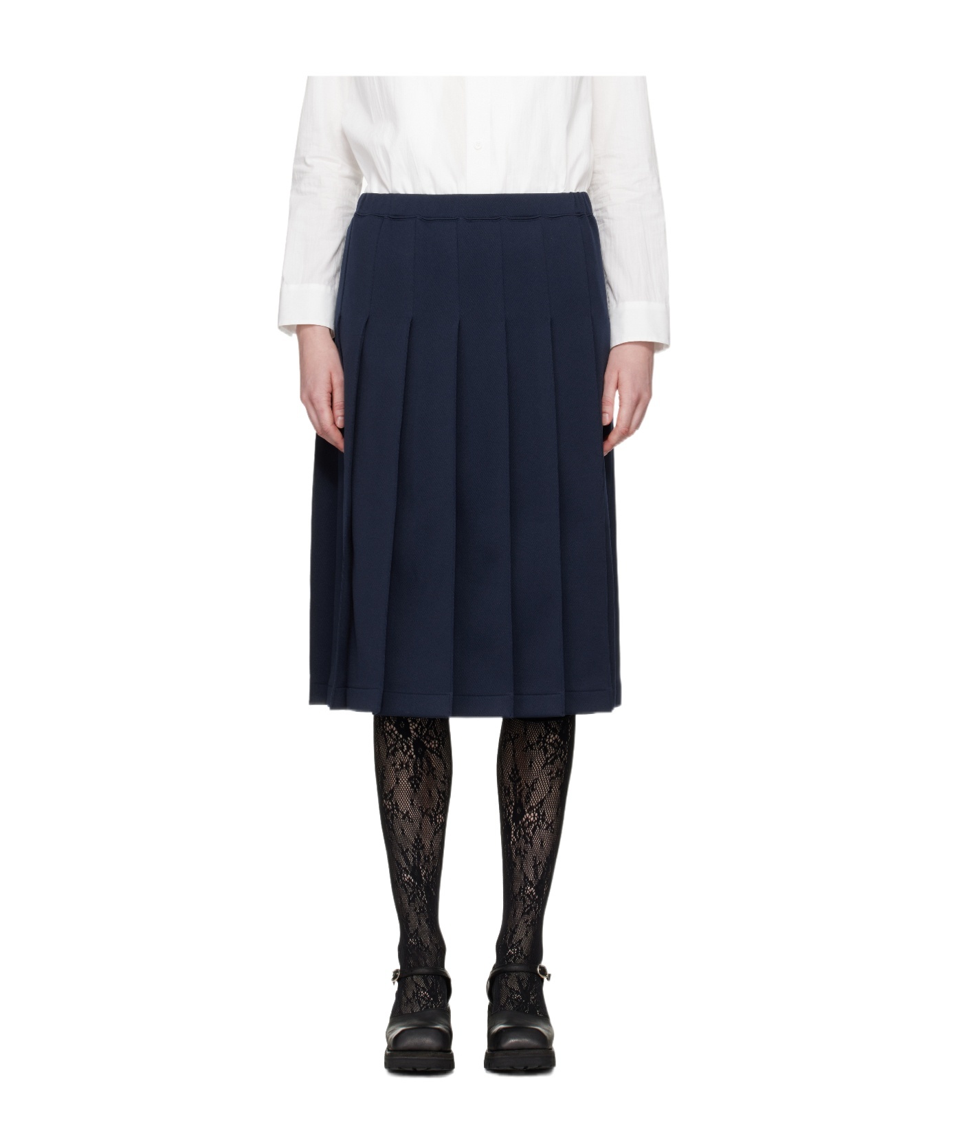 Comme Des Garçons Girl Pleated Midi Skirt In Blue