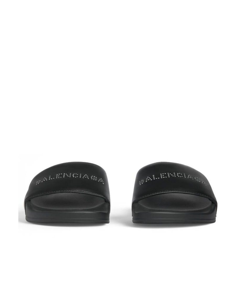BALENCIAGA SANDALI POOL SLIDE CON STRASS DA DONNA IN NERO