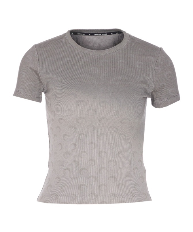 Marine Serre Women Faded Moon T-shirt In Gray