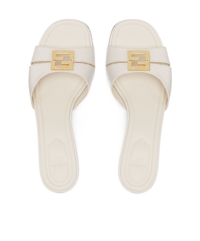 Fendi White Leather Medium-heeled Sandals In White