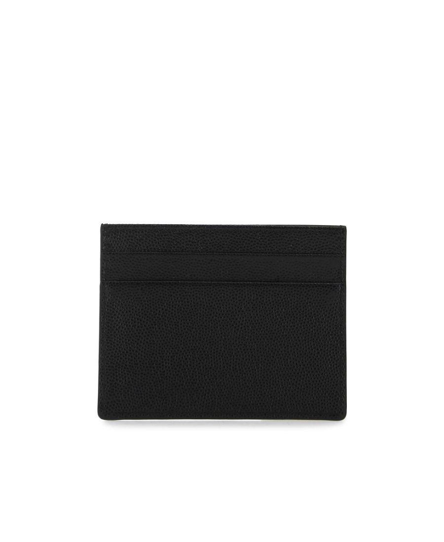 Palm Angels Gothic Leather Logo Cardholder With Tonal Stitching In Black