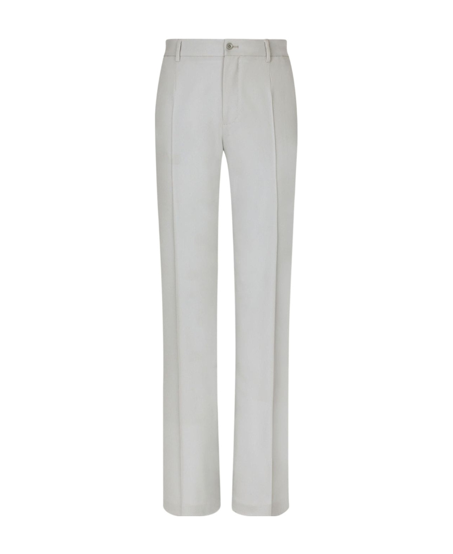 Dolce & Gabbana Stretch Wool Twill Pants With Straight Leg In White