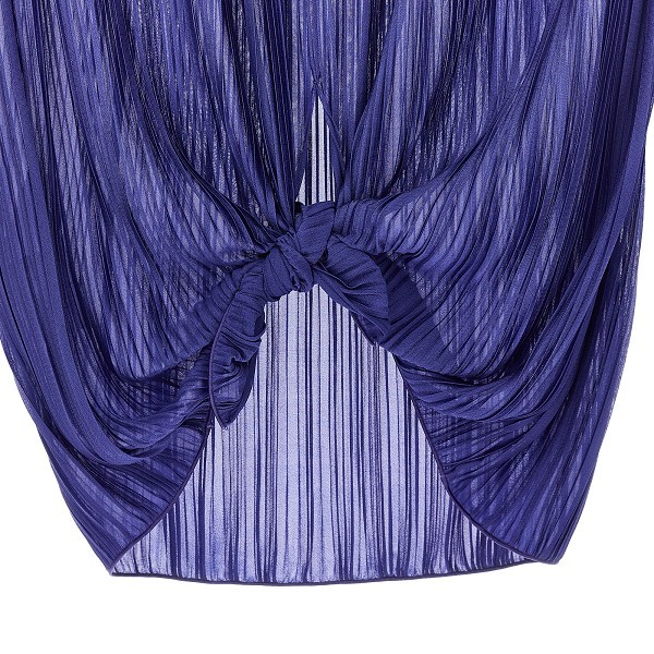 Emporio Armani Pleated Sheer Knotted Sleeveless Top In Blue