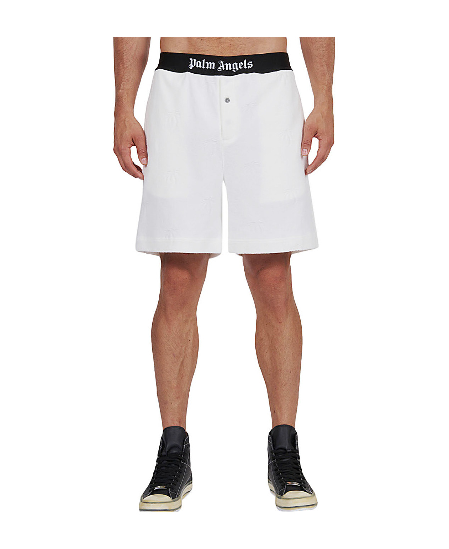 Palm Angels Debossed-logo Track Shorts In White
