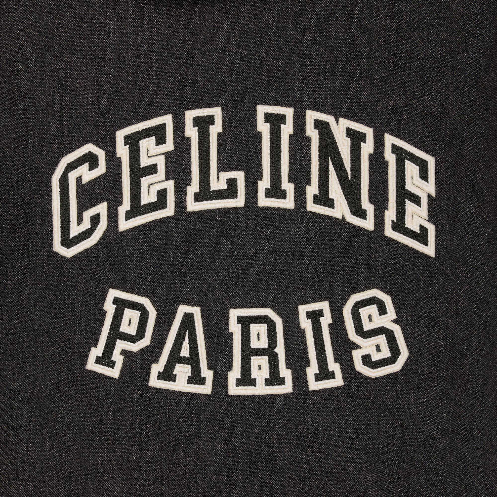 Celine Charcoal Ash Washed Denim Teddy Jacket In Black