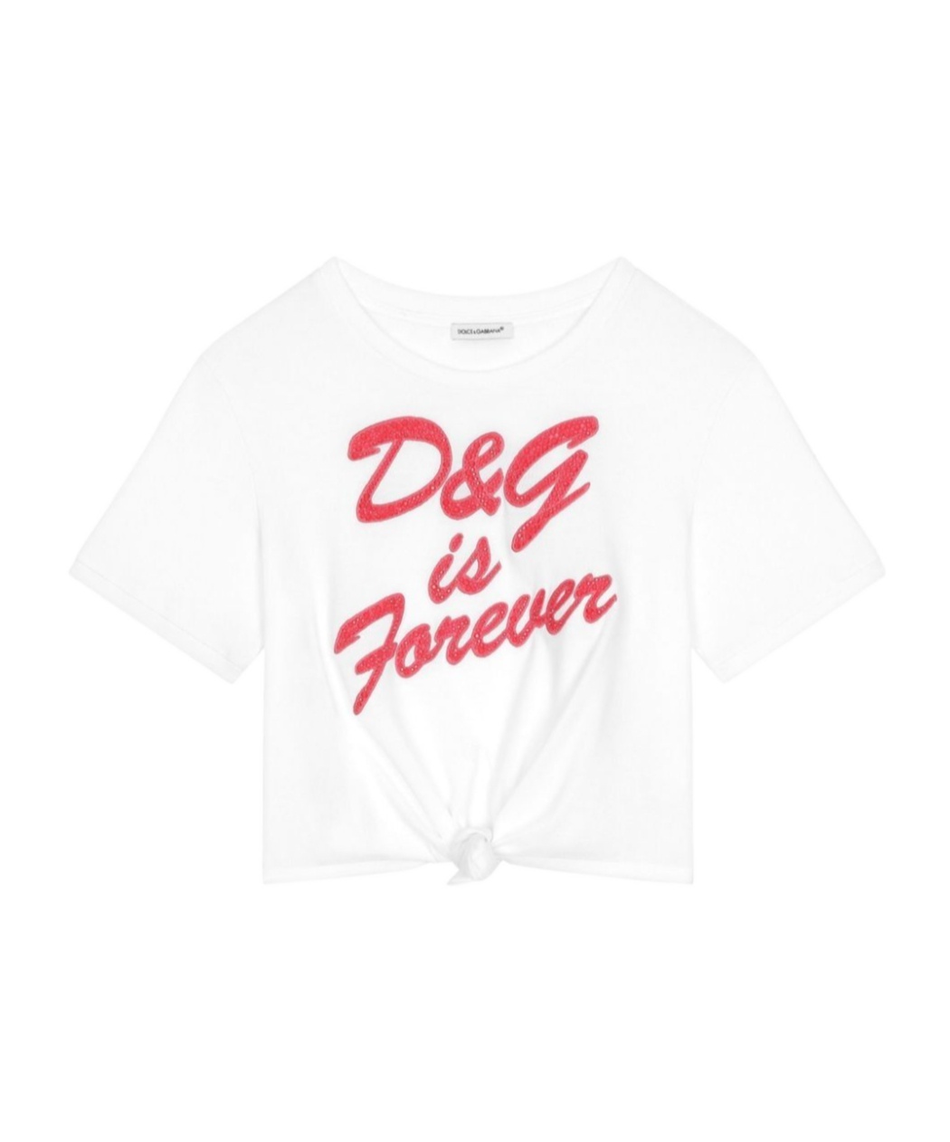 Dolce & Gabbana Logo-embellished Tie-fastening T-shirt In White