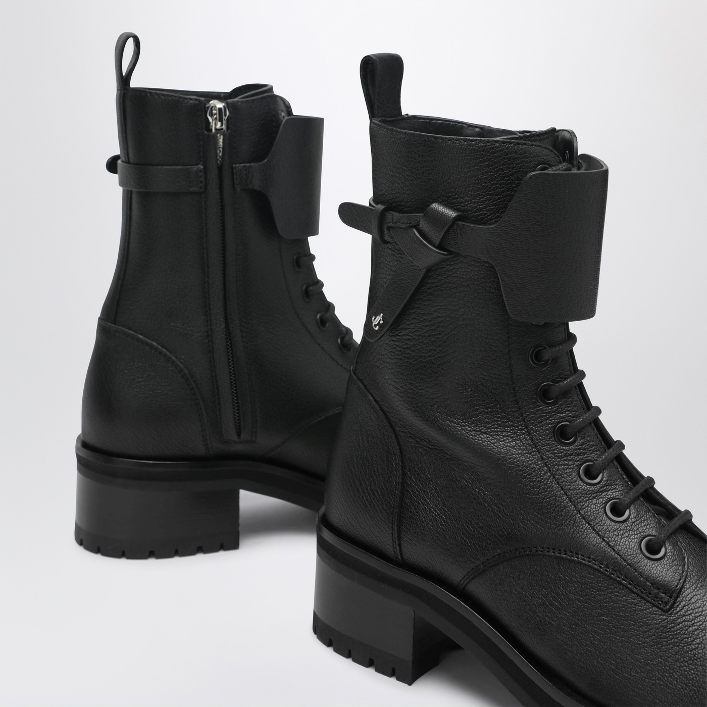 Jimmy Choo Round Toe Flat Leather Ankle Boots In Black
