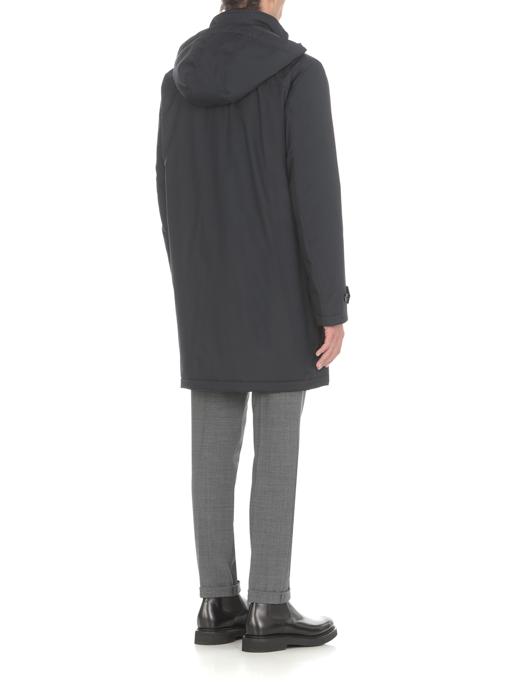 Fay Detachable-hood Padded Coat In Black