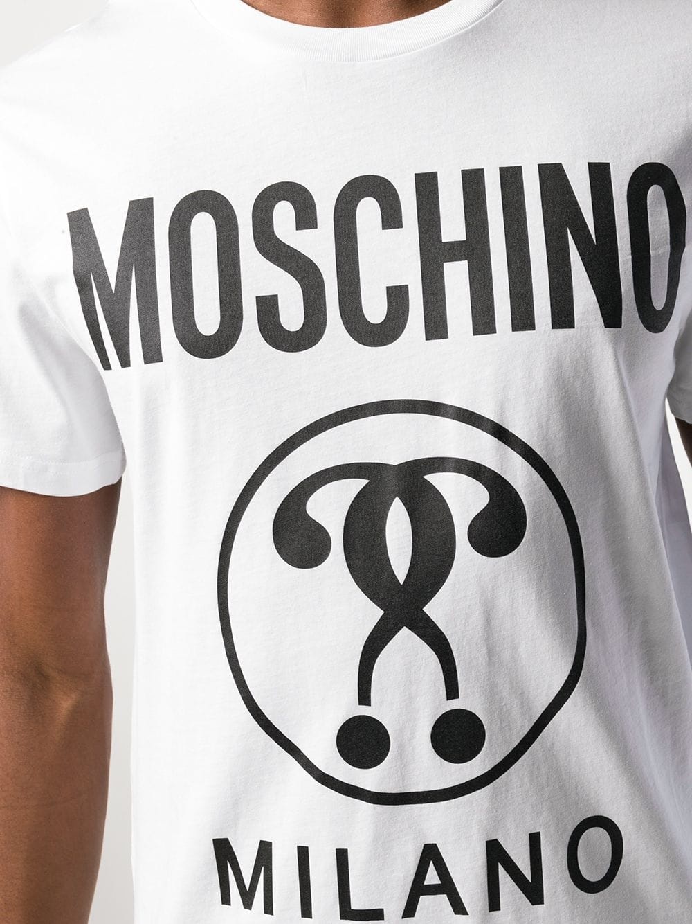 Moschino Cotton T-shirt With Double Question Mark Logo In White