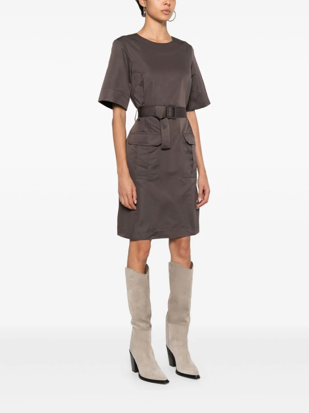 P.a.r.o.s.h Mini Dress With Belt And Pockets In Black
