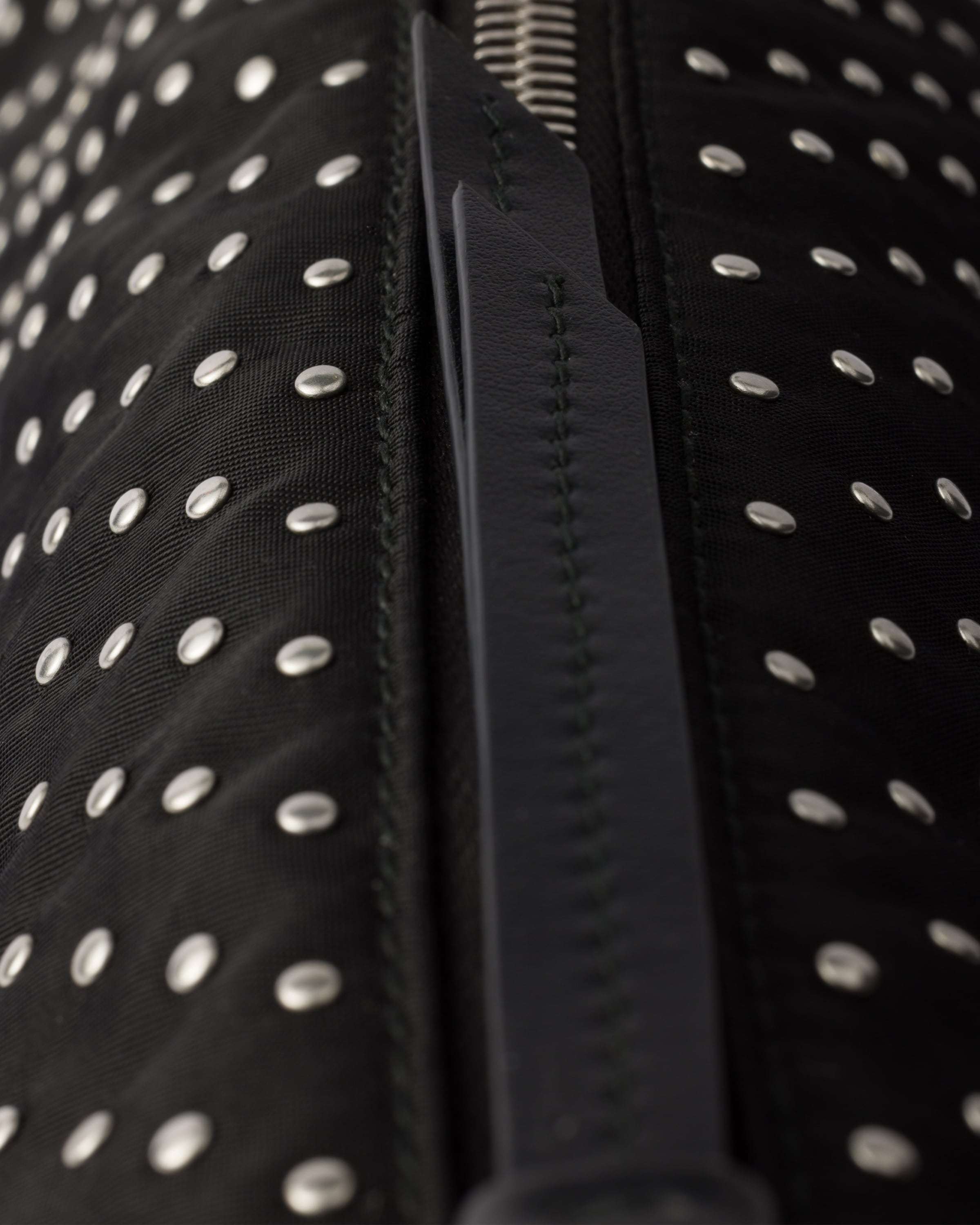 Prada Studded Re-nylon Crossbody Bag In Black