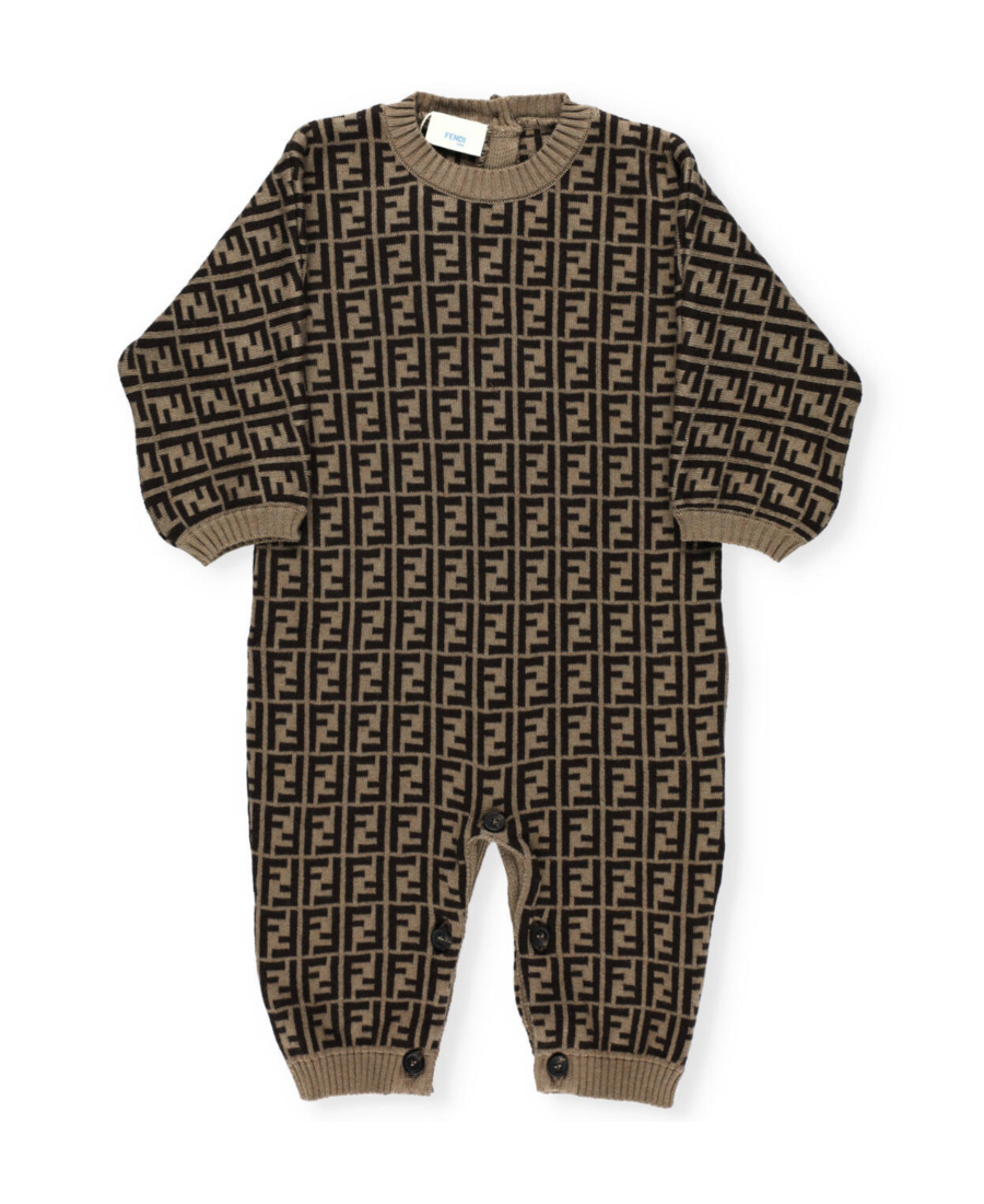 Fendi Ff Logo-print Knitted Romper In Black
