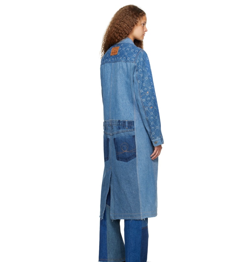 Marine Serre Blue Moonogram Denim Jacket In Blue