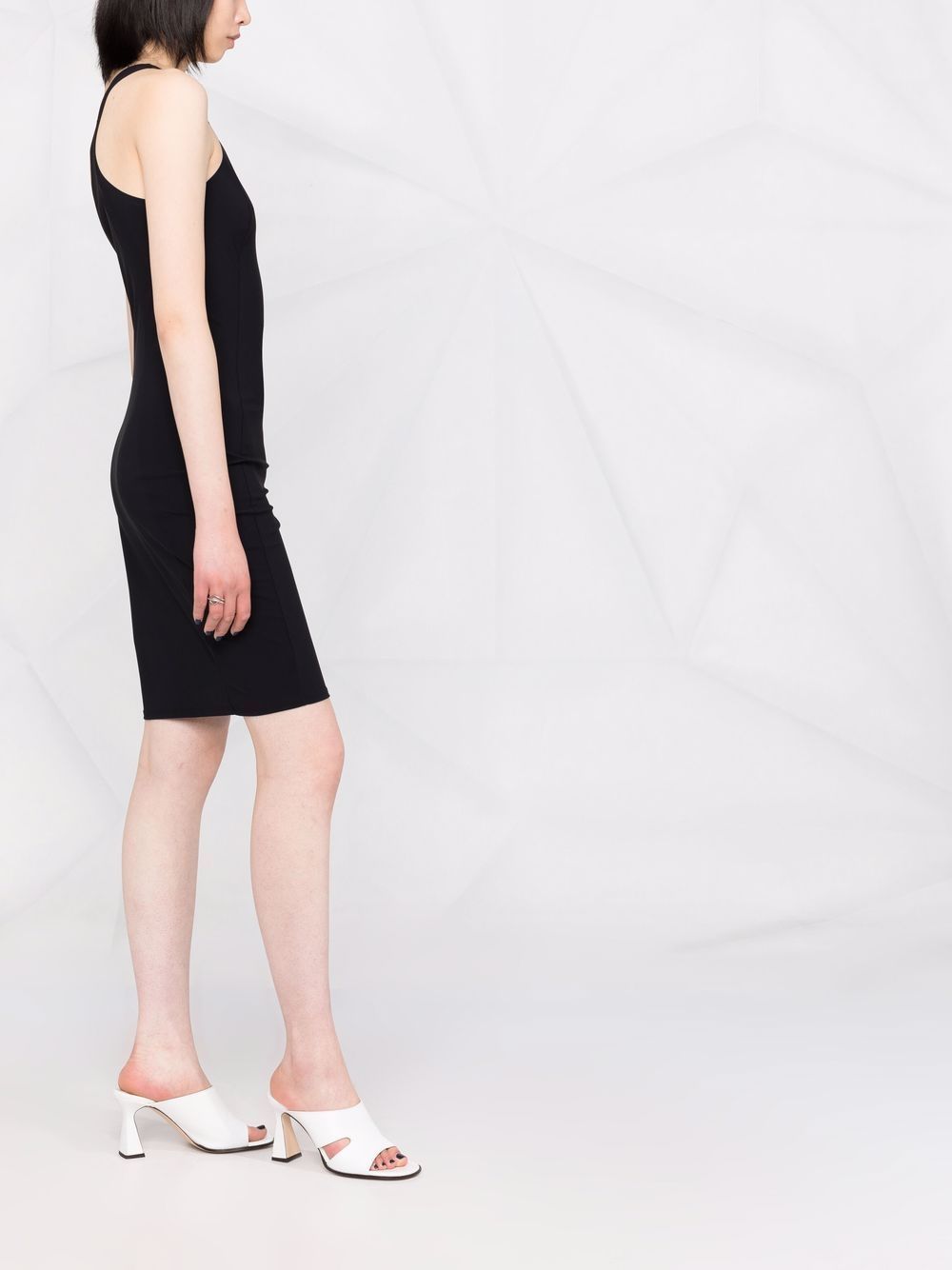 Shop Patrizia Pepe Round-neck Sleeveless Racer Dress In Black