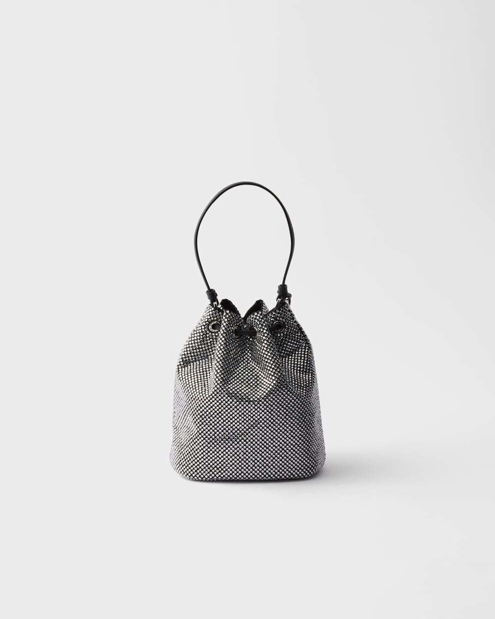 Prada Crystal-embellished Bucket Bag In Silver