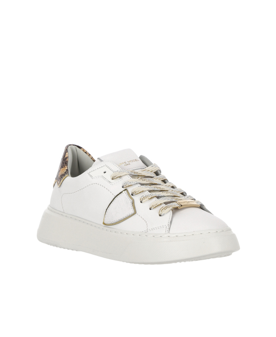 Philippe Model Temple Veau Python Low-top Sneakers In White