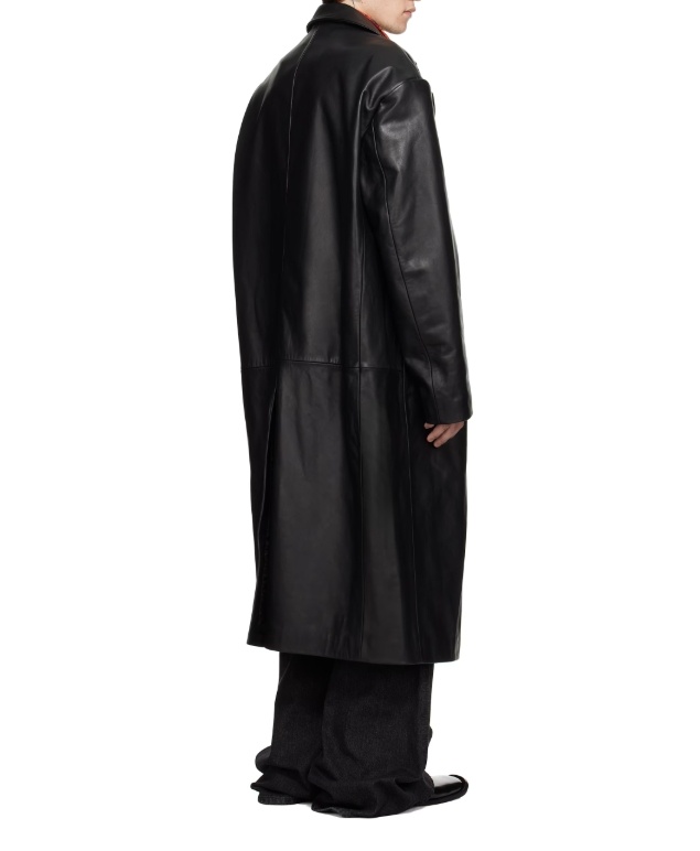 Lu'u Dan Black Crombie Leather Coat In Black