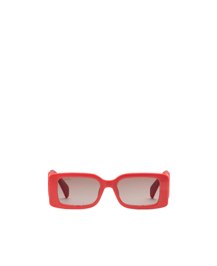Gucci Rectangular Interlocking G Logo Sunglasses In Red