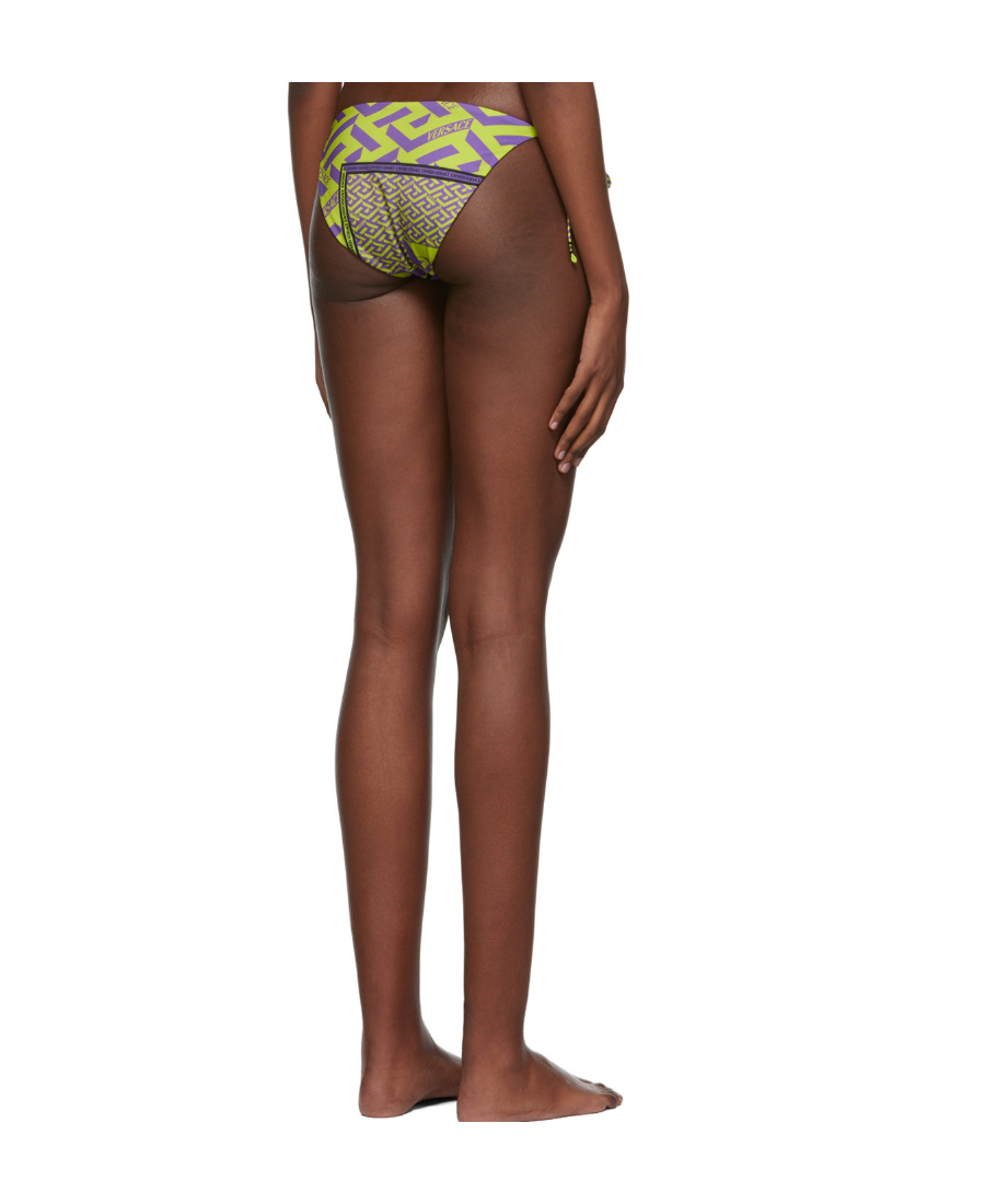 Versace Multicolored Pattern Printed Swimming Trunks In Green