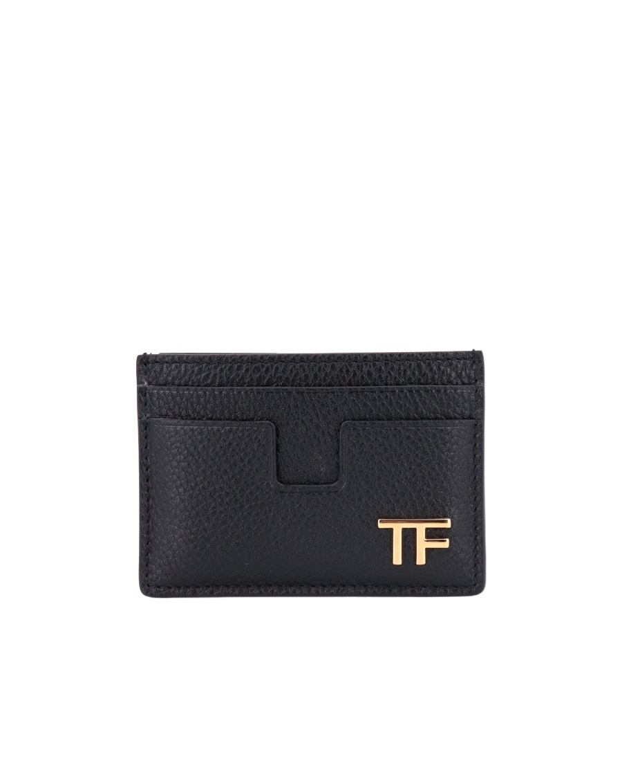 Tom Ford Logo-plaque Leather Cardholder In Black