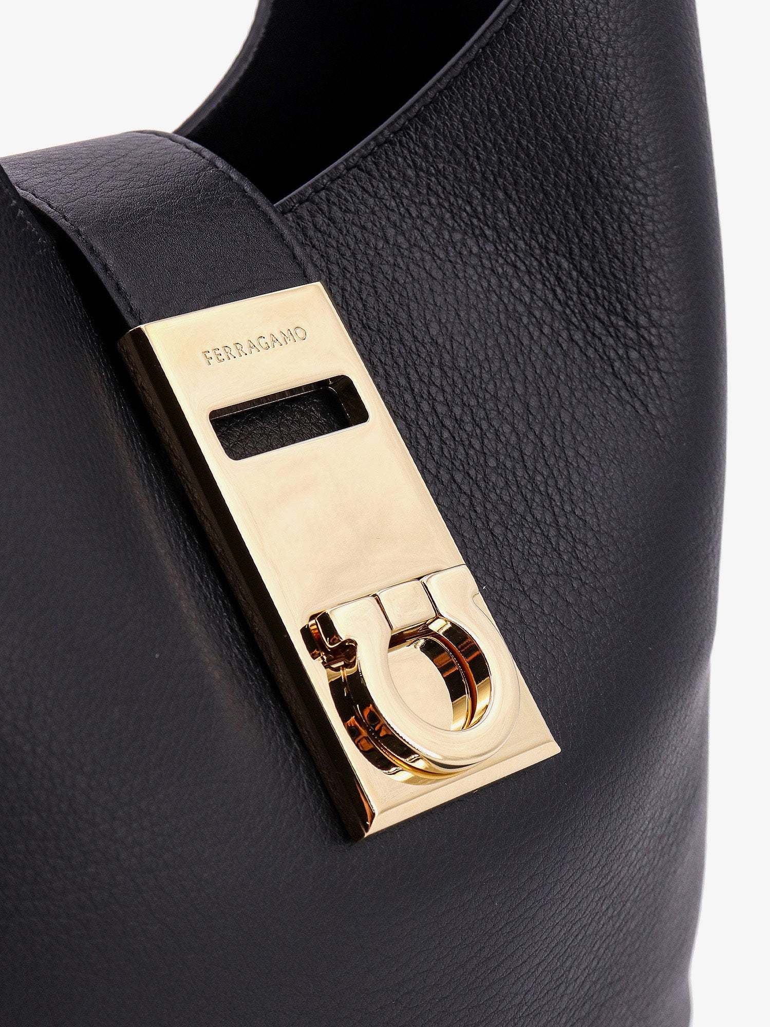 Shop Ferragamo Logo Shoulder Bag In Black