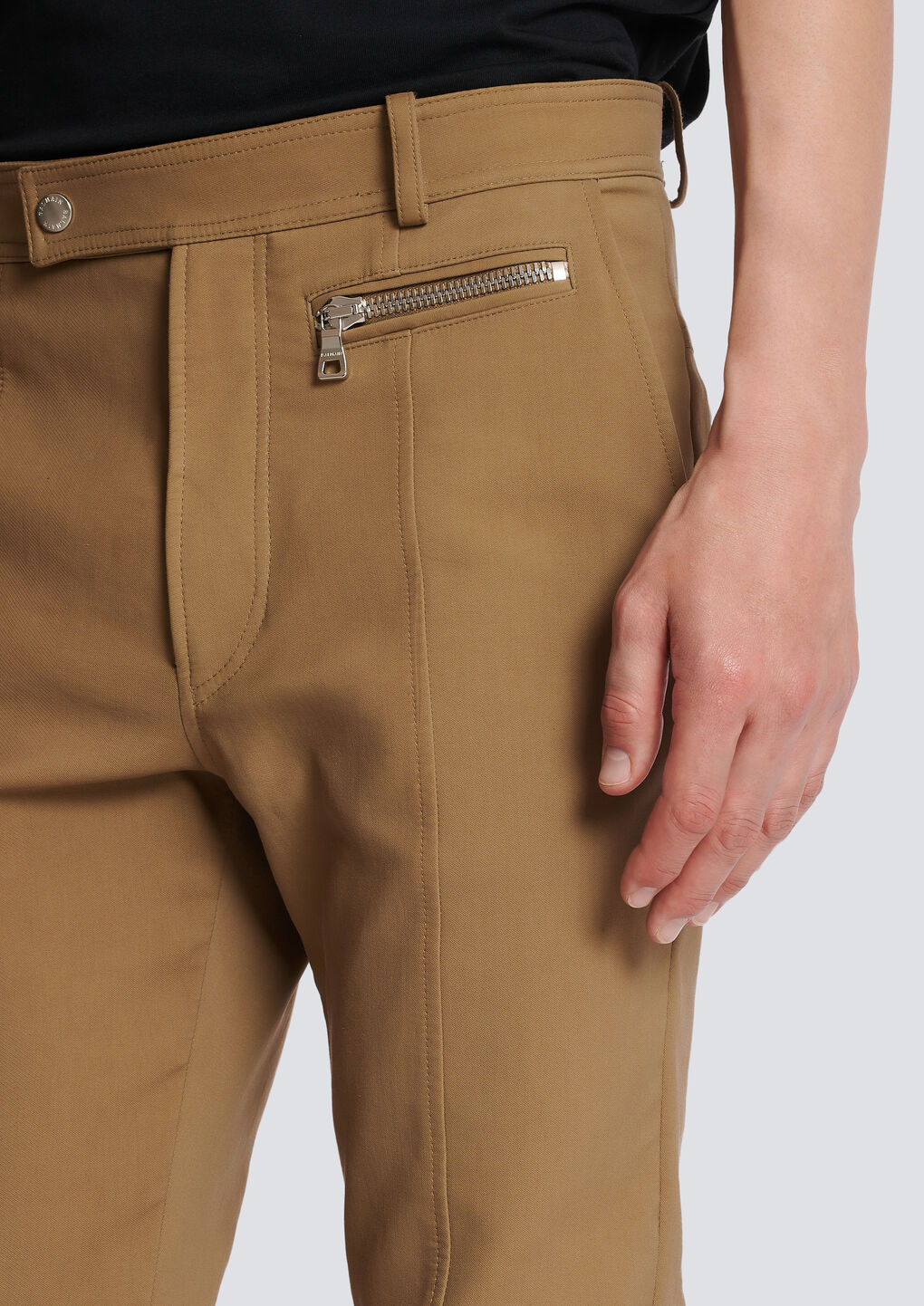 Shop Balmain Straight Cotton Cargo Trousers In Brown