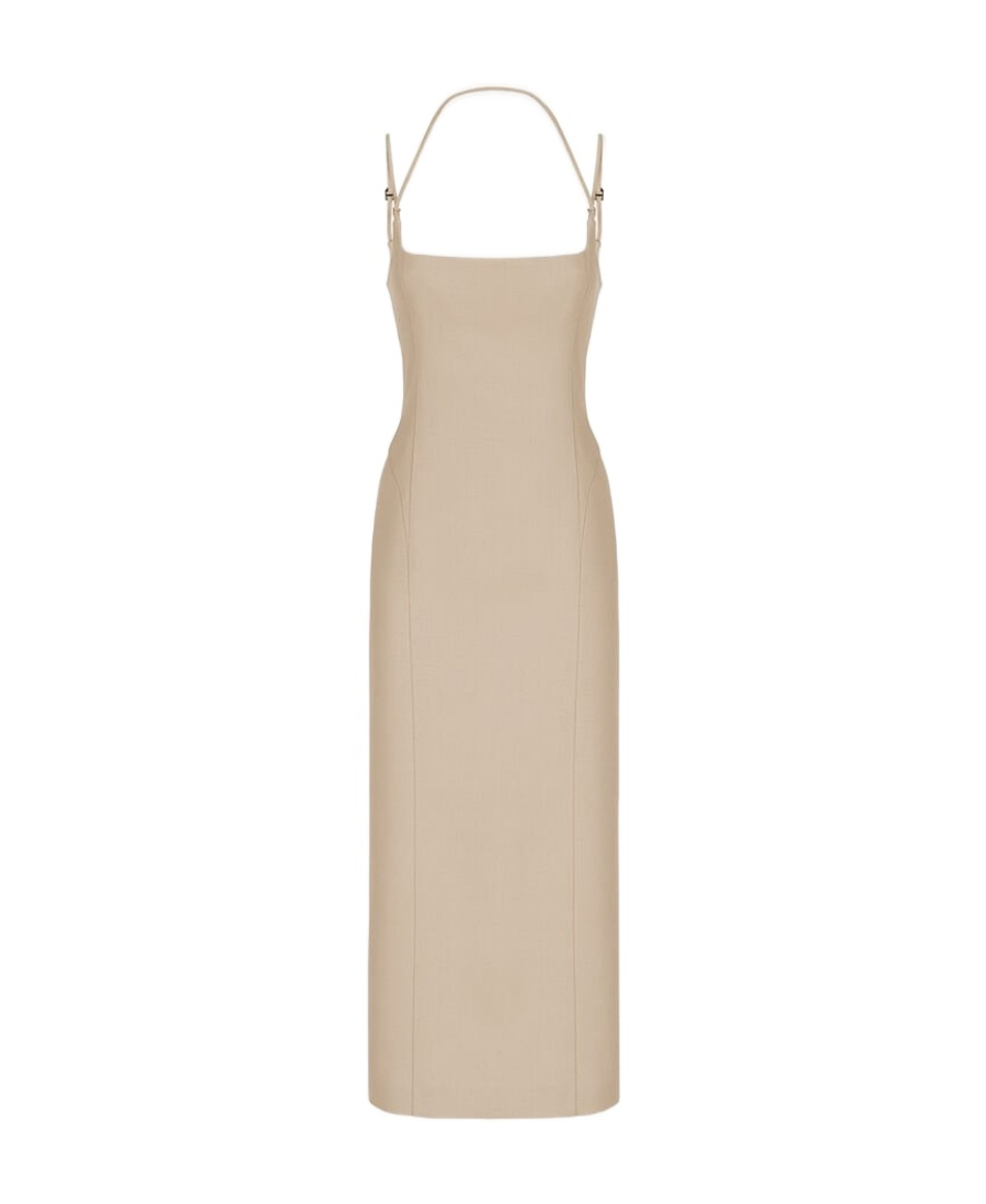 Attico Gabardine Midi Dress In Nude