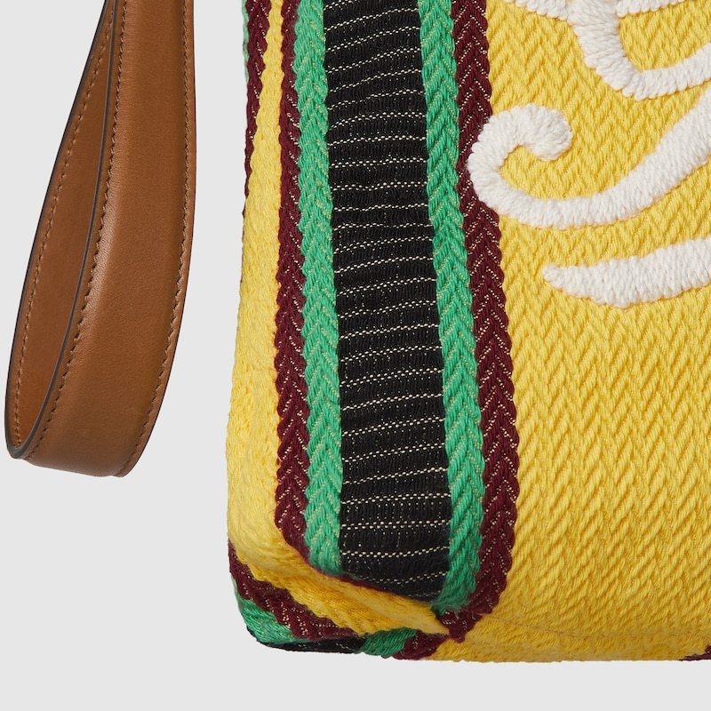 Gucci Large Embroidered Canvas Pouch