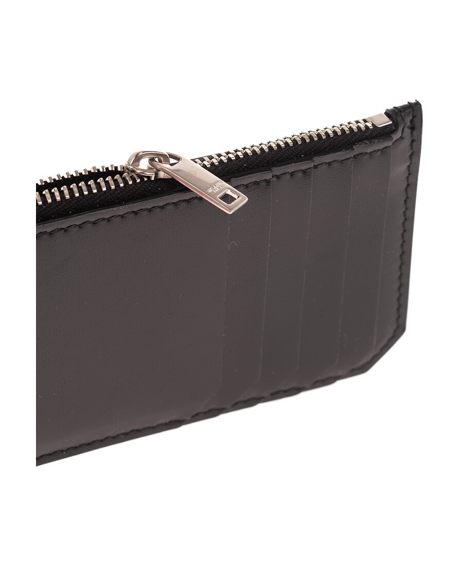 Saint Laurent Tiny Cassandre Fragments Cardholder In Black
