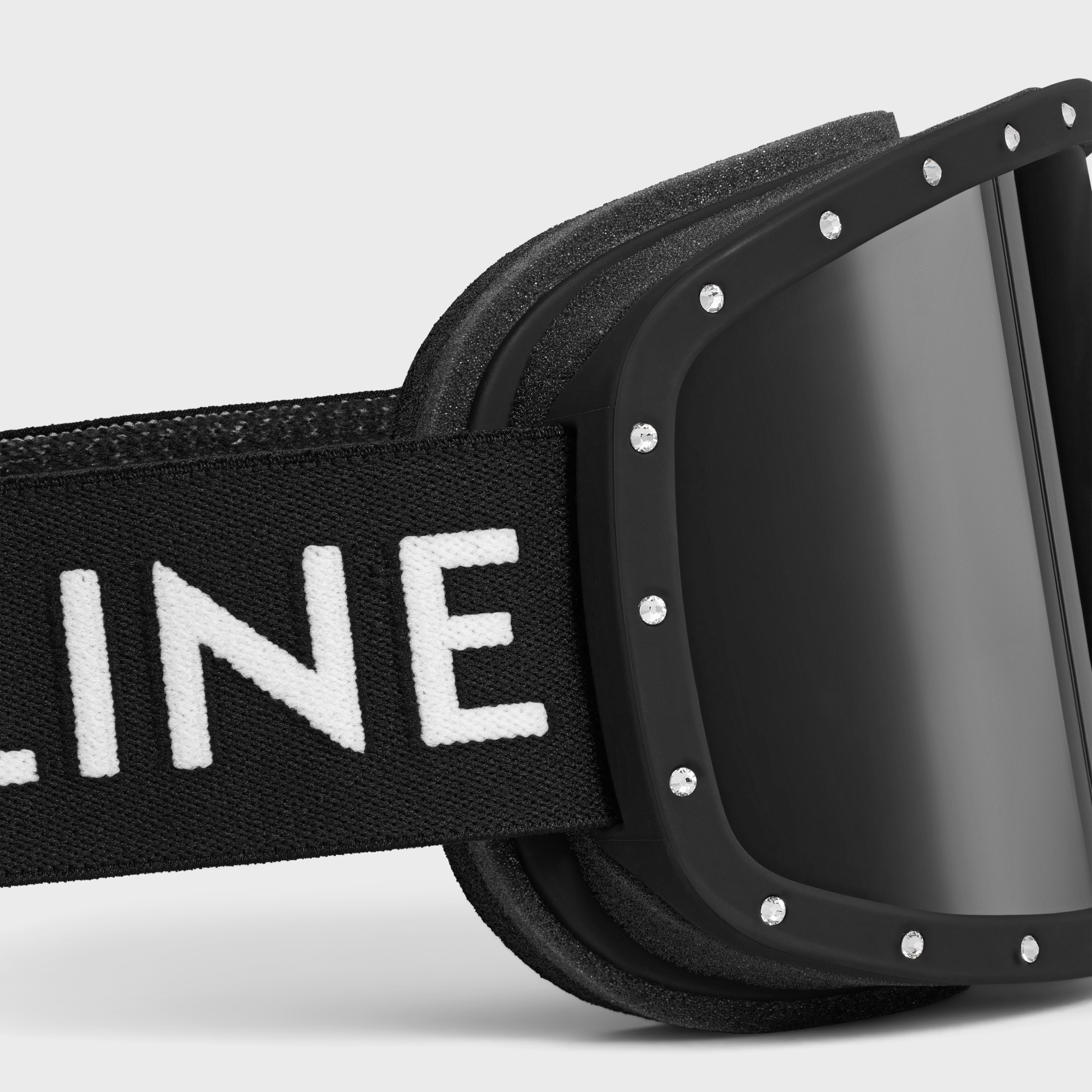 Shop Celine Ski Mask In Plastic With Crystals In Black