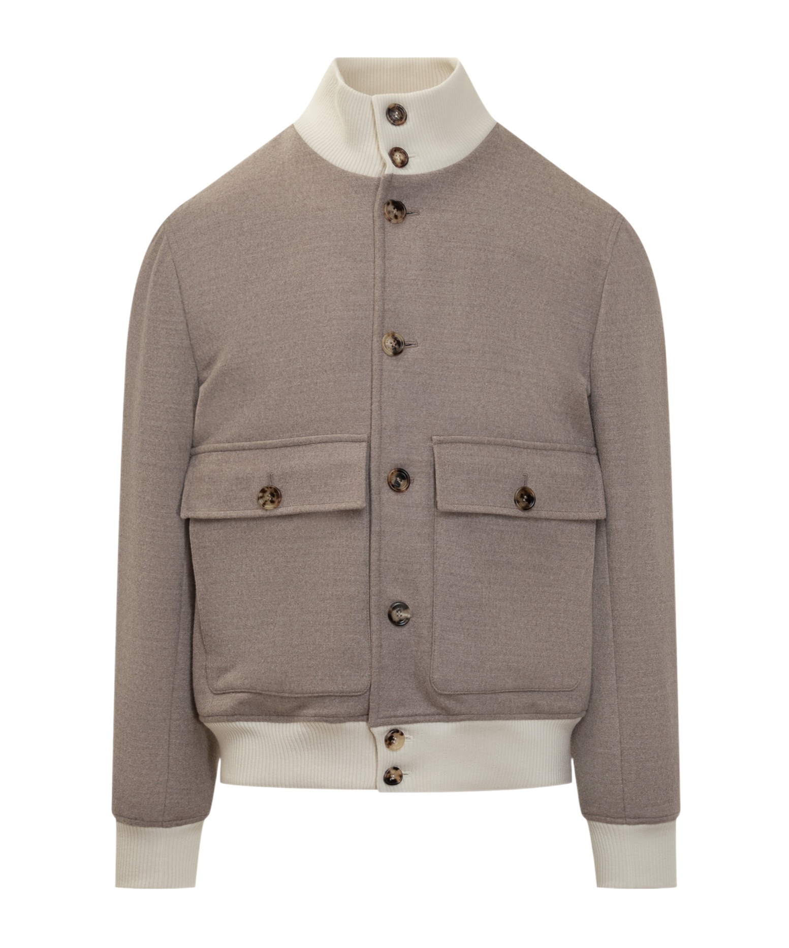 Brunello Cucinelli Patch-pocket Bomber Jacket In Gray