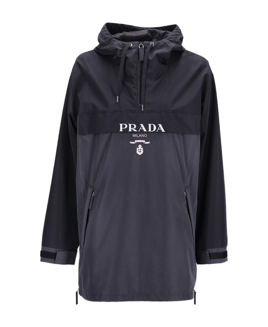 Shop Prada Logo-print Belted-waist Raincoat In Black