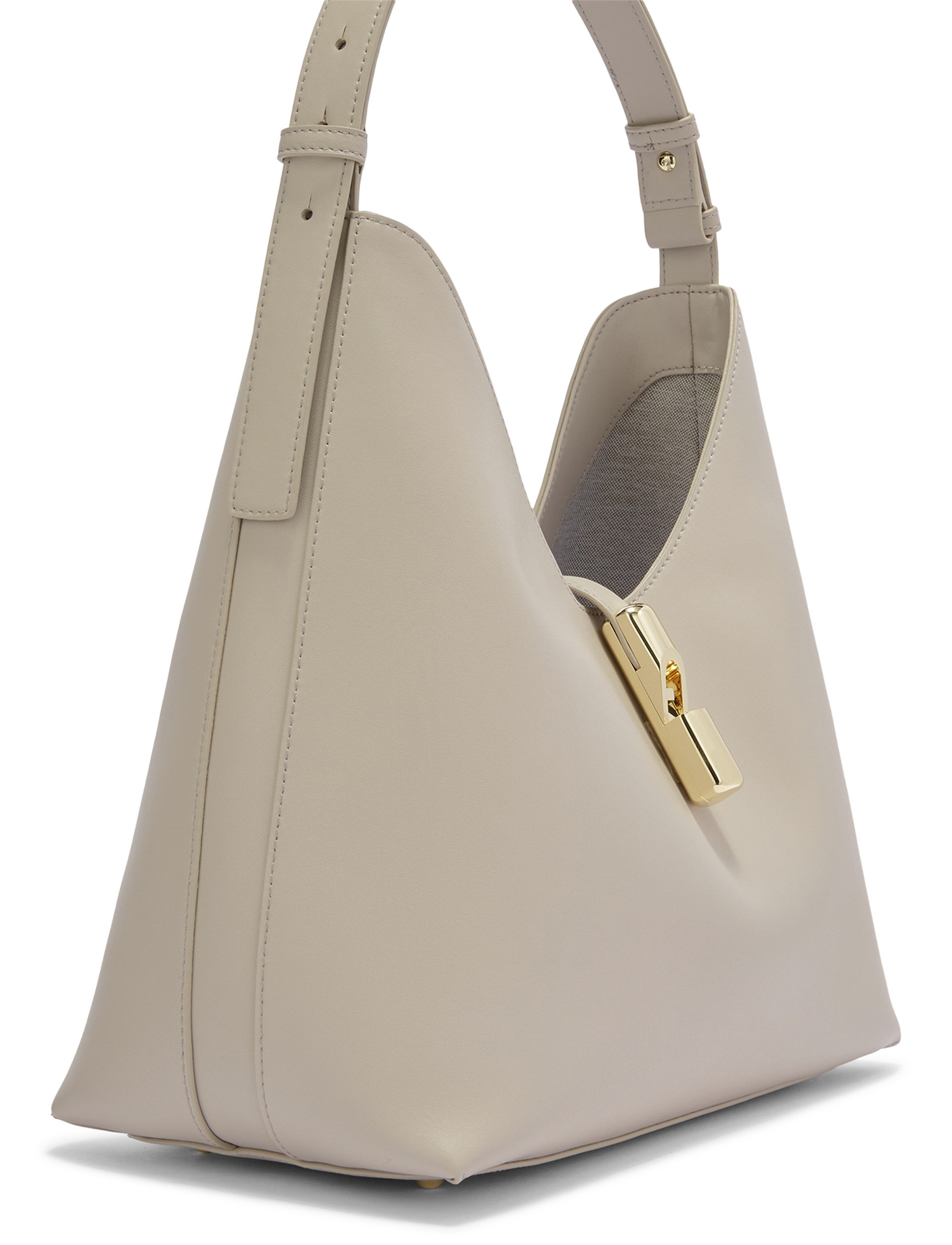 Furla 'droplet Hobo' Leather Bag In Nude