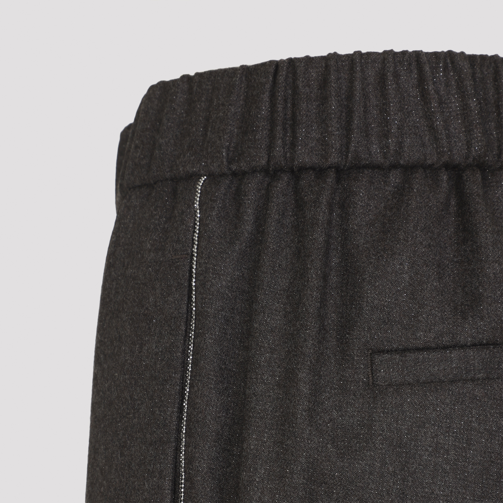 Peserico Straight-leg Brown Virgin Wool Pants With Lurex Details In Black