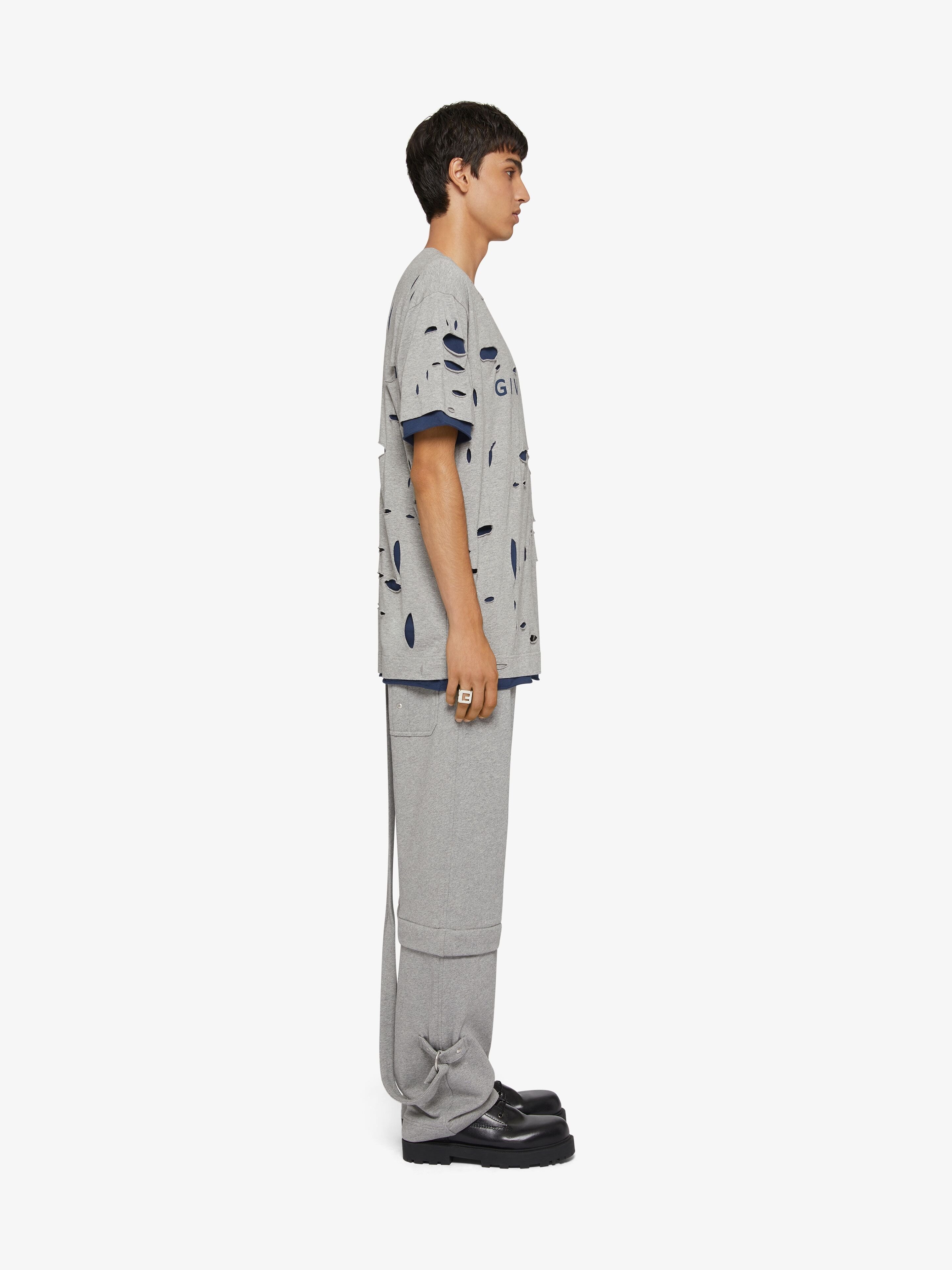 Shop Givenchy Oversized T-shirt In Destroyed Cotton In Gray