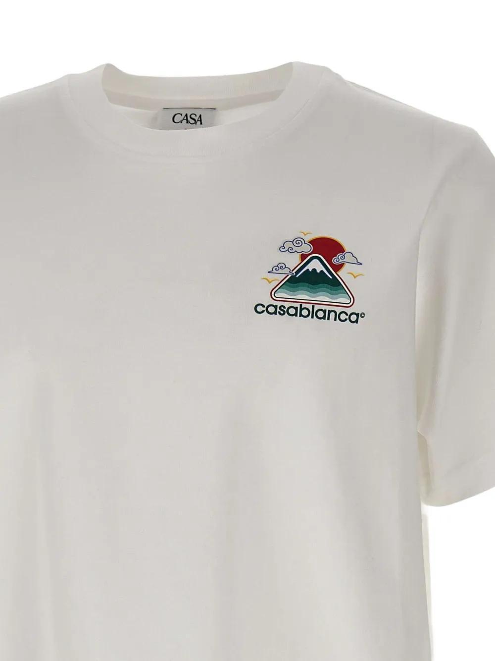 Casablanca White T-shirt With Crewneck And Logo On The Front And Maxi Logo On The Back In Cotton Man In White