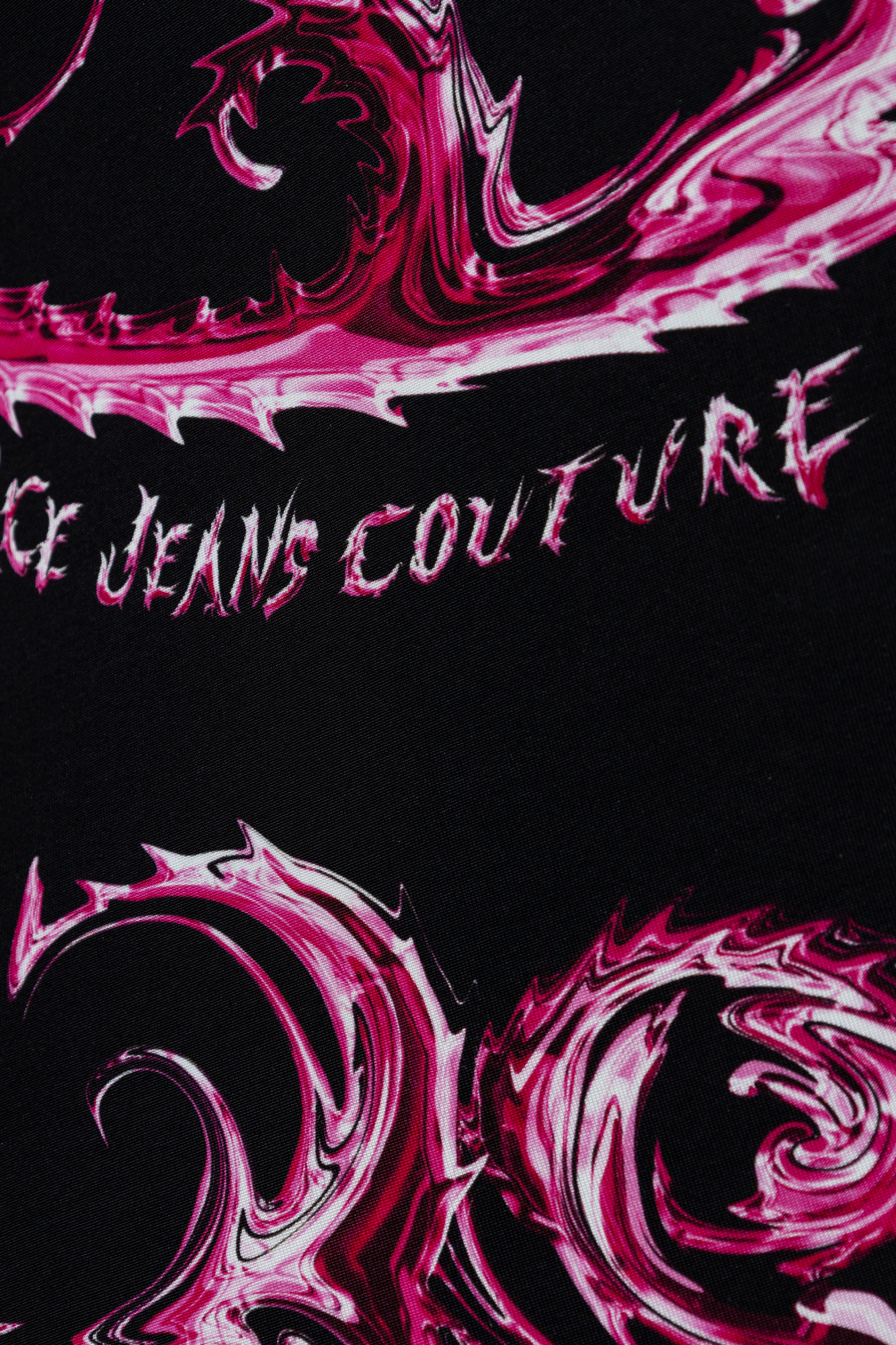 Versace Jeans Chromo Couture-print Midi Dress In Black