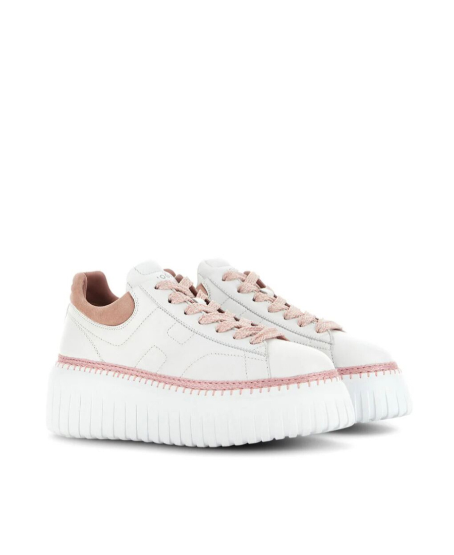 Hogan Leather H-stripes Platform Sneakers In White
