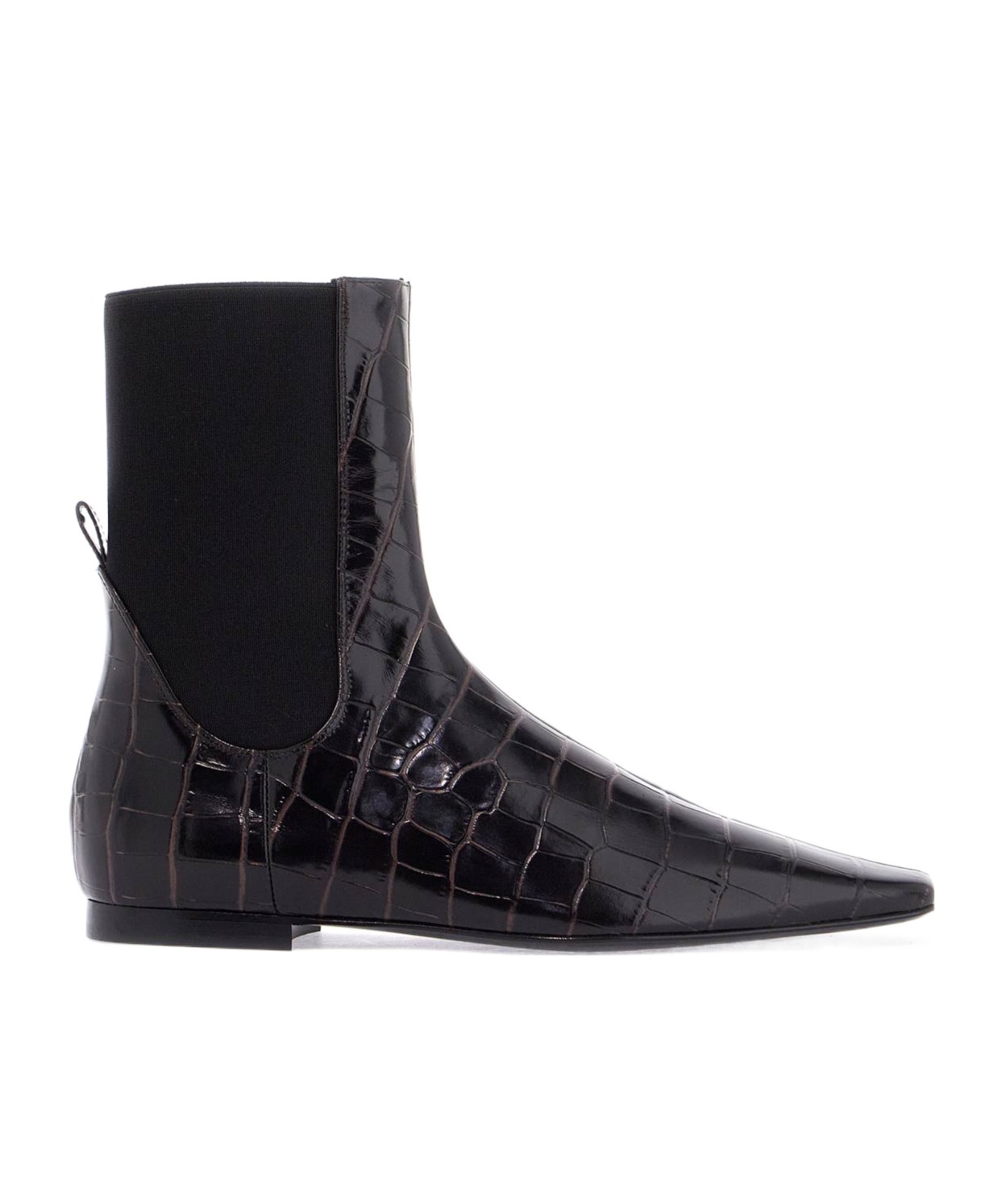 Totême Imitation Alligator Ankle Boots In Black