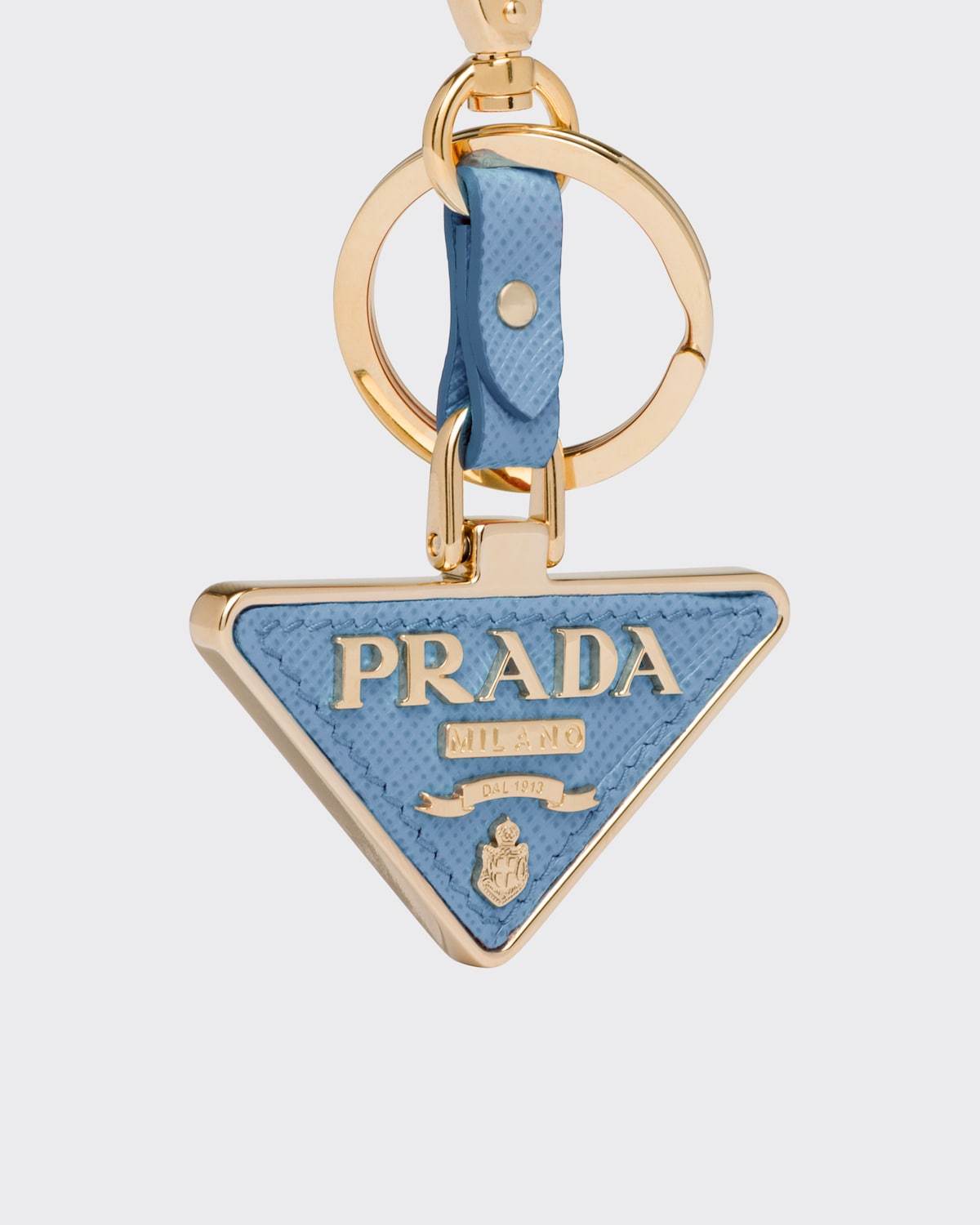 Prada Triangle-logo Keyring In Astral Blue